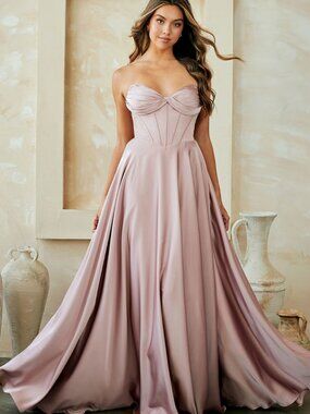 NEW DUSTY_ROSE Bridesmaid Dress Floor Length Formal Elegant Stunning 4053